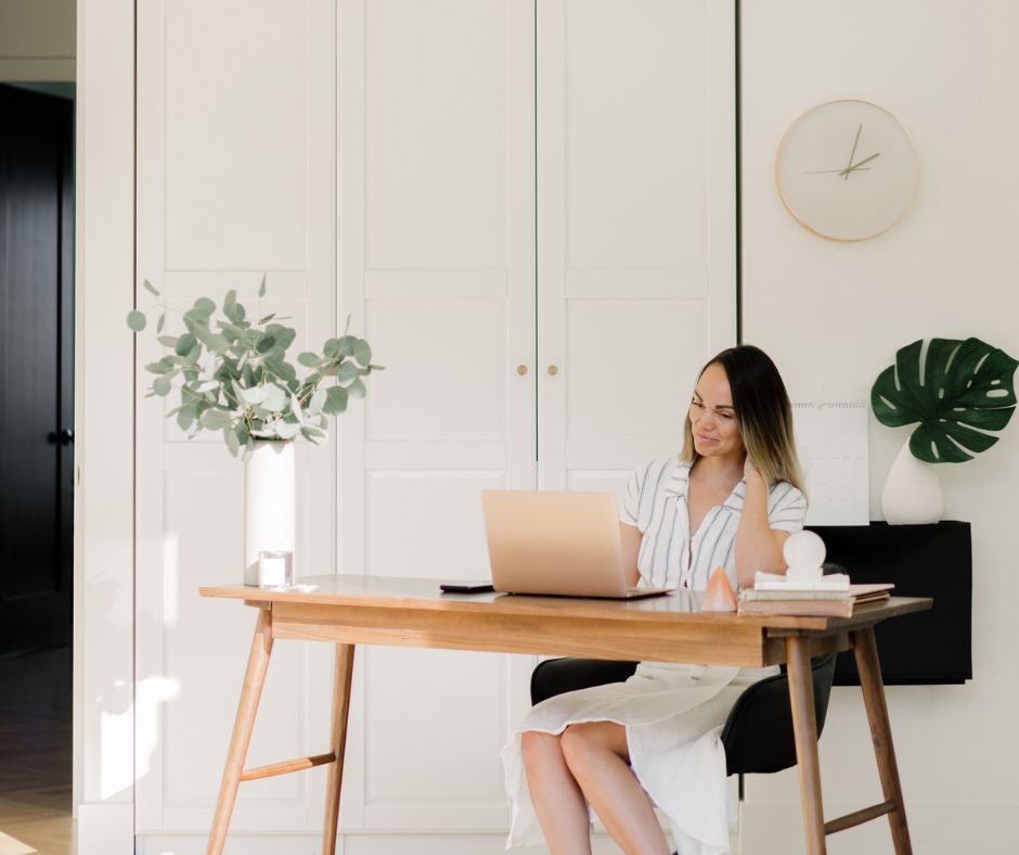 Lifestyle design approach for creating peaceful, curated spaces like this home office