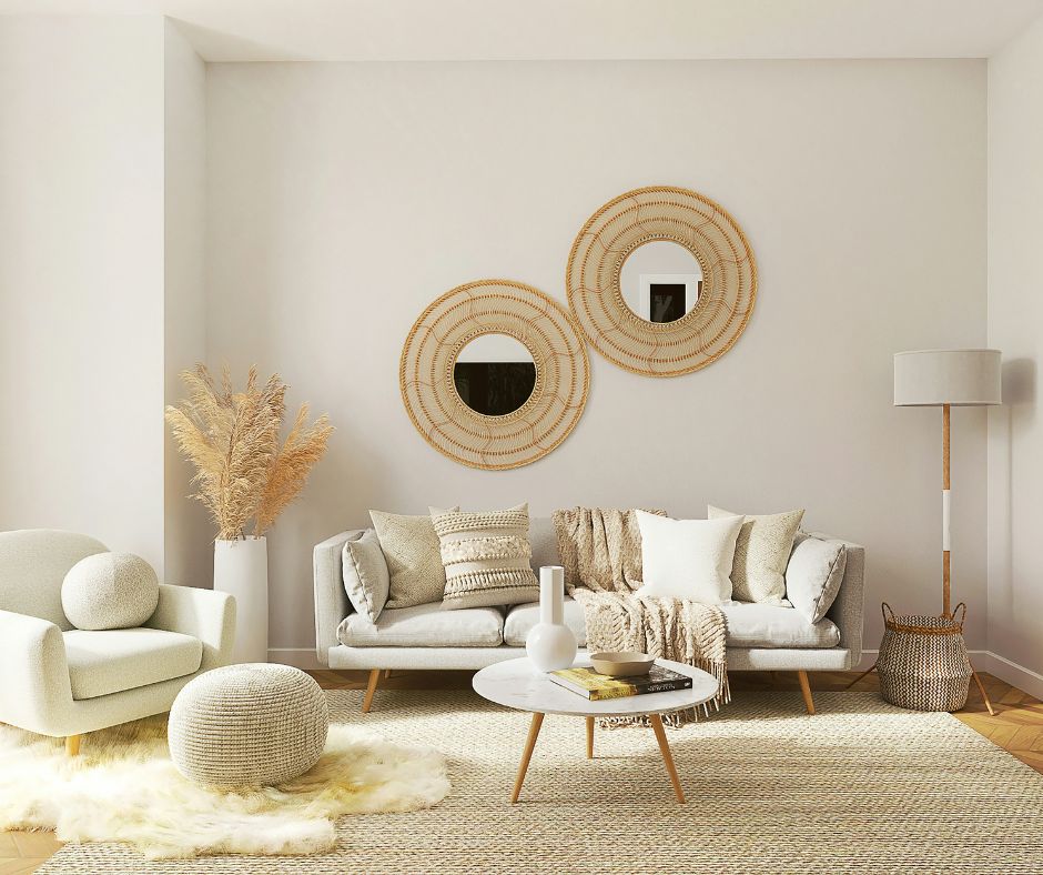 Minimalist living room featuring a natural home design aesthetic